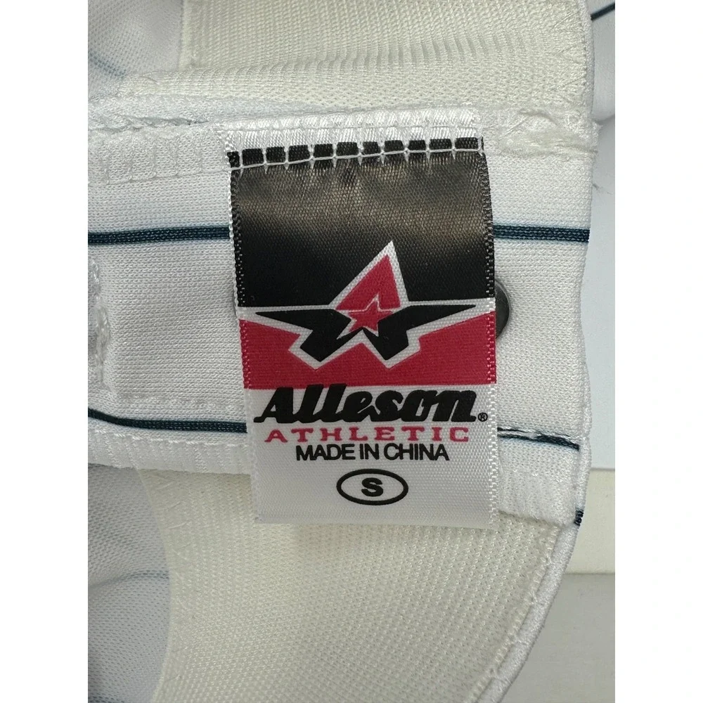 NEW!! Alleson Athletic White Polyester Navy Pinstripe Size S Adult W6